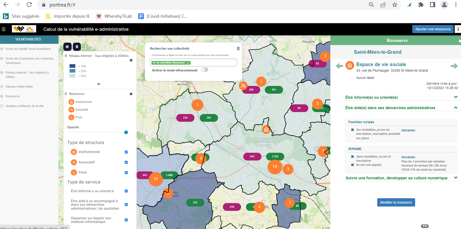 Cartographie Portrea pour la Communauté de communes de Saint-Méen - Montauban (35)
Lien vers: https://portrea.fr
